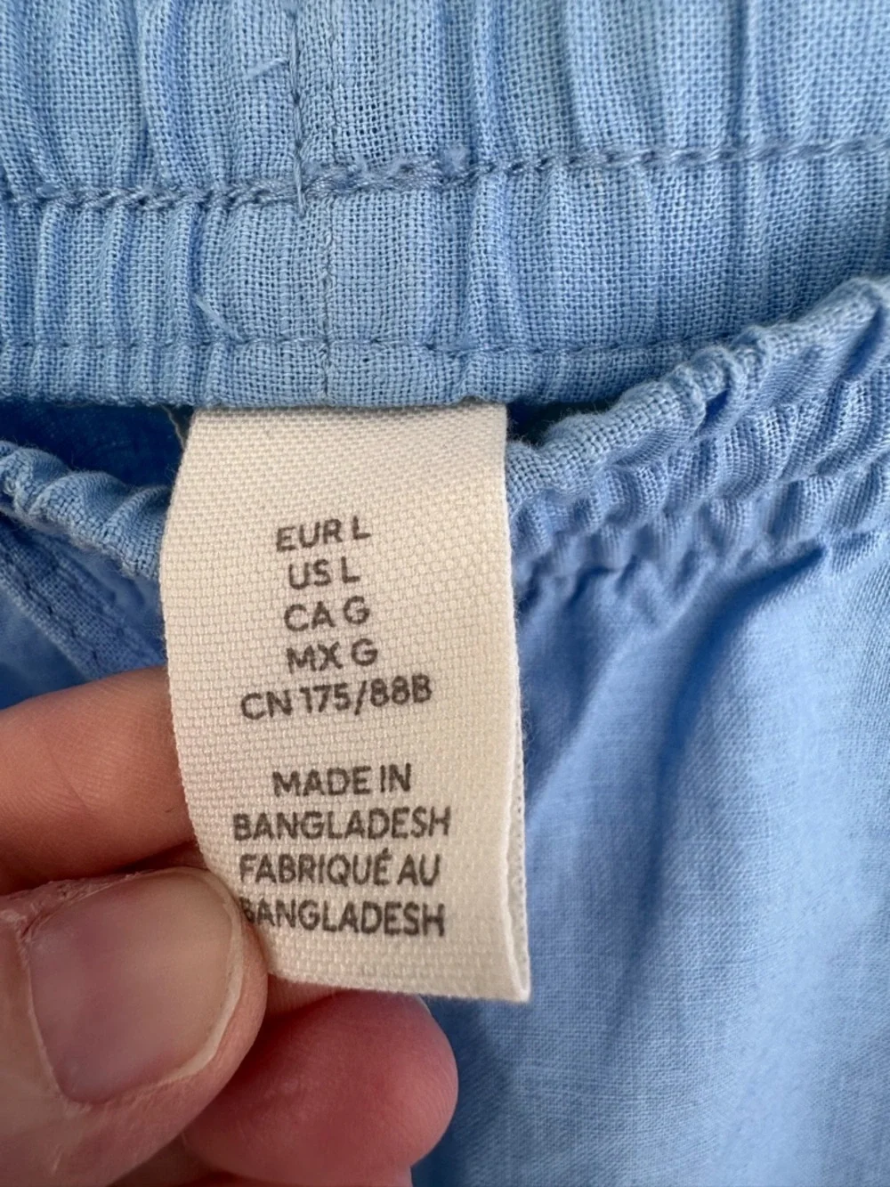 H&M Pants High Rise Wide Leg Linen‎ Blend Drawstring PANTS Women’s Blue Size L